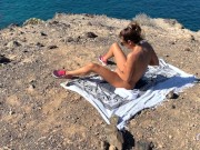 Public solo female masturbation and squirting on the rocks - GaiaOnTop 11/16