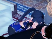 Genshin Impact - Mona rides Aether's dick, lets him cum inside. 3D Hentai. 4/16