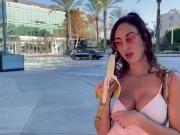 Banana deepthroating,flashing tits and smoking in public with Roman Gucci (full video on my OF) 9/16
