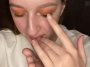 Drool on my feet. Finger gagging 3/16