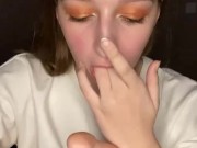 Drool on my feet. Finger gagging 4/16