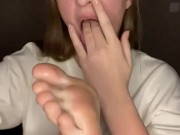 Drool on my feet. Finger gagging 9/16