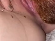Watch her red bearded husband lick her pussy to get it all nice & wet before he can insert anything 7/16