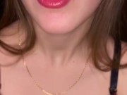 Open mouth gummy swallowing. Underwear 