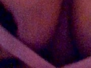 Closeup of my tits bouncing while I ride two cocks