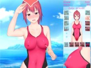 Feel Up a Sexy Lifeguard [Hentai game] fucking a baywatcher in one piece swimsuit on the beach 10/16