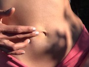 watch as she pokes her sexy bellybutton in public 13/16