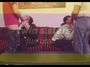 Two girls give a head on guys who met on dating app during quarantine 1/16