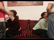 Two girls give a head on guys who met on dating app during quarantine 13/16