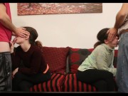 Two girls give a head on guys who met on dating app during quarantine 15/16