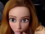 Big eye Cartoon babe sucks my dick and gets fucked! 