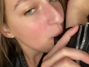 Leather jacket licking. Drooling 3/16