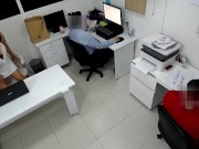 Girl boss fucks her coworker next to the assitent 1/16