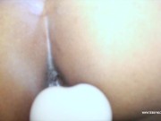 Super wet pussy ebony 4evr Mermaid rides vibrating dildo until she has throbbing orgasm. 9/16