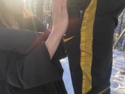 A warming juicy Blowjob in the winter forest 4/16