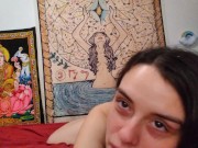 Crazy Hairy Horny Slut PinkMoonLust Shows off Bedroom Background Hairy PAWG Bends over Thick Thighs 1/16