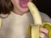 Double banana blow job. Sucking and drooling 12/16