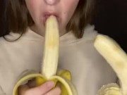 Double banana blow job. Sucking and drooling 13/16