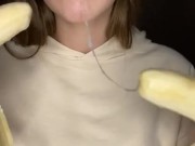 Double banana blow job. Sucking and drooling 16/16