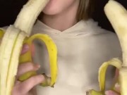 Double banana blow job. Sucking and drooling 3/16