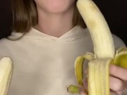 Double banana blow job. Sucking and drooling 6/16