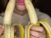 Double banana blow job. Sucking and drooling 7/16