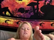Blonde Chick Pussy Play with Self Toe Sucking!  10/16