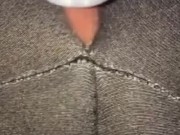 Vacuum cleaner sucks my clit in hole of my yoga pants 3/16