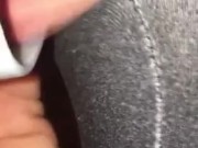 Vacuum cleaner sucks my clit in hole of my yoga pants 7/16