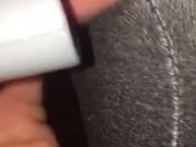 Vacuum cleaner sucks my clit in hole of my yoga pants 8/16