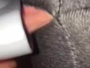 Vacuum cleaner sucks my clit in hole of my yoga pants 9/16