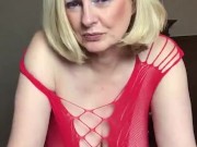 Annabel’s red fishnet dress 