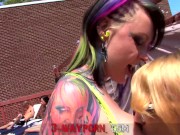 3-Way Porn - Inked Punkette Banged in 3Some during Exterior Orgy 2/16