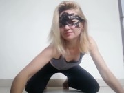 ENJOY HOW I TRYING TO STAY ON HANDS. IT'S DIFFICULT BUT FUNNY: I GRADUALLY TAKE OFF MY SPORT CLOTHE. 1/16