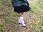 Fetish walk schoolgirl show feet in white knee socks 14/16