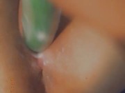 Making her cream and squirt all over a cucumber   7/16