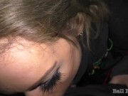 Small bitch sucks deepthroat cock on public parking lot 9/16