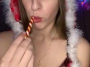 Candy licking and gagging. Drool  9/16