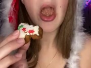 Christmas cookie chewing. Food fetish  13/16