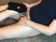 Teen socks job in black ped socks, cumshot on feet. 3/16