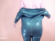 Hot Milk Nude Wearing New Latex Rubber Catsuit and Enjoy It! 5/16