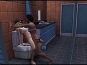 Lesbian sex in the toilet of the city library | porn cartoon 4/16