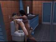 Lesbian sex in the toilet of the city library | porn cartoon 7/16