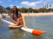 EXTREME Public PEE from Boat at Tropical Beach Shore 8/16