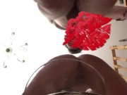 Hot amateur bisexual girl fuck on chair doggy style, come and squirt, shaking multi orgasm, ass slap 9/16