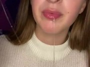 Cucumber sucking. Deepthroat and spits 15/16