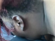 Big tit ebony sucking white dick in car 13/16