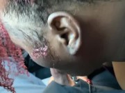 Big tit ebony sucking white dick in car 15/16