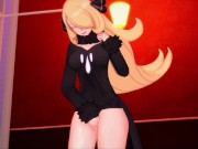 Hot Milf Cynthia fingers herself in her hotel room - Pokemon Hentai. 1/16