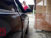 A lady masturbates in a car in a parking lot Teasing a clit with a dildo The lady came to the parki 16/16